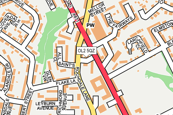 OL2 5QZ map - OS OpenMap – Local (Ordnance Survey)