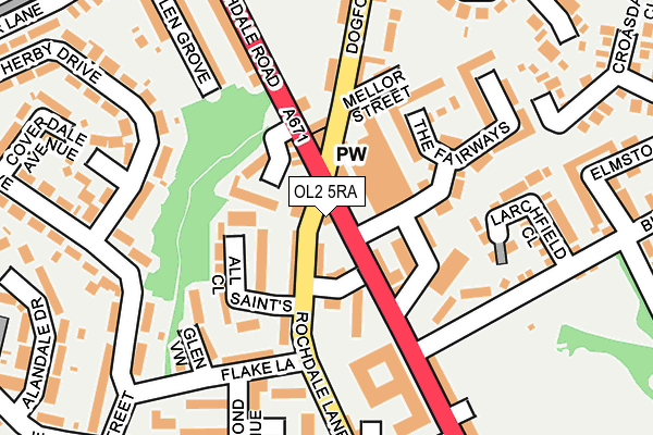 OL2 5RA map - OS OpenMap – Local (Ordnance Survey)