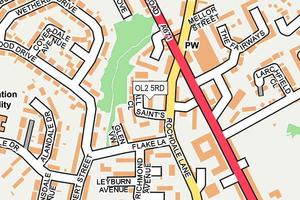 OL2 5RD map - OS OpenMap – Local (Ordnance Survey)