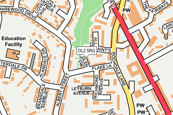 OL2 5RG map - OS OpenMap – Local (Ordnance Survey)