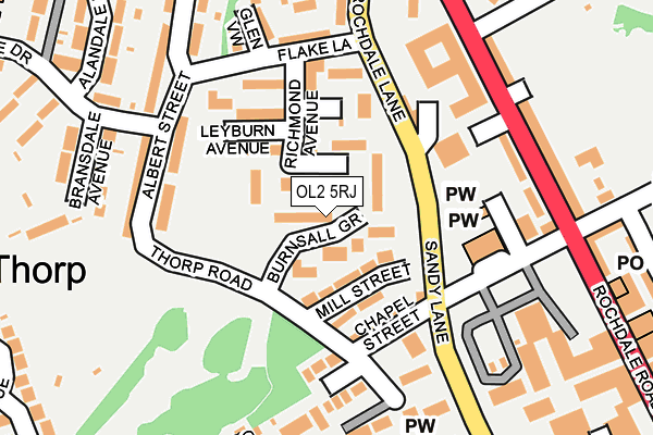 OL2 5RJ map - OS OpenMap – Local (Ordnance Survey)