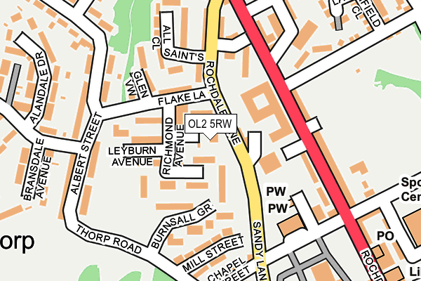 OL2 5RW map - OS OpenMap – Local (Ordnance Survey)