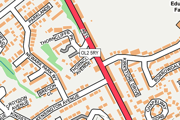 OL2 5RY map - OS OpenMap – Local (Ordnance Survey)