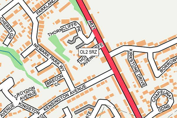 OL2 5RZ map - OS OpenMap – Local (Ordnance Survey)