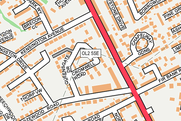 OL2 5SE map - OS OpenMap – Local (Ordnance Survey)