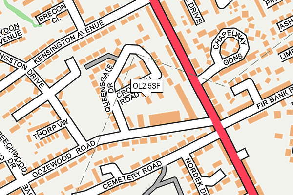 OL2 5SF map - OS OpenMap – Local (Ordnance Survey)