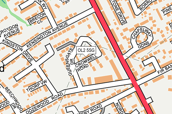 OL2 5SG map - OS OpenMap – Local (Ordnance Survey)