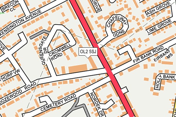 OL2 5SJ map - OS OpenMap – Local (Ordnance Survey)