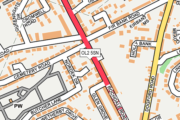 OL2 5SN map - OS OpenMap – Local (Ordnance Survey)