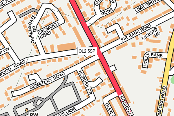 OL2 5SP map - OS OpenMap – Local (Ordnance Survey)