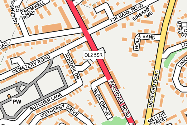 OL2 5SR map - OS OpenMap – Local (Ordnance Survey)