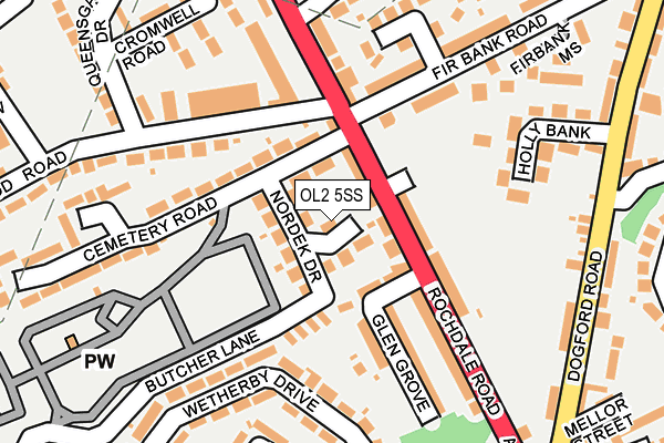 OL2 5SS map - OS OpenMap – Local (Ordnance Survey)