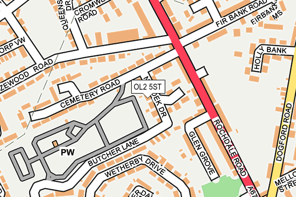 OL2 5ST map - OS OpenMap – Local (Ordnance Survey)