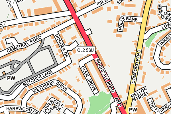 OL2 5SU map - OS OpenMap – Local (Ordnance Survey)