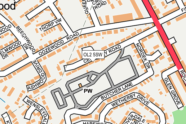 OL2 5SW map - OS OpenMap – Local (Ordnance Survey)