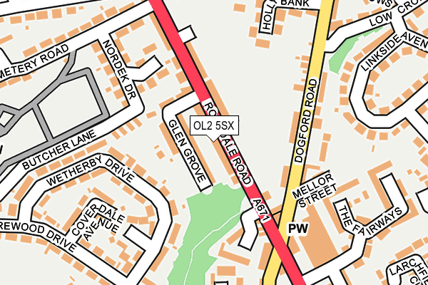 OL2 5SX map - OS OpenMap – Local (Ordnance Survey)