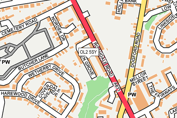 OL2 5SY map - OS OpenMap – Local (Ordnance Survey)