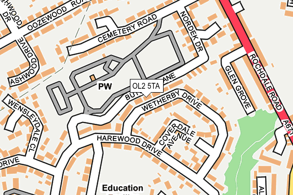 OL2 5TA map - OS OpenMap – Local (Ordnance Survey)