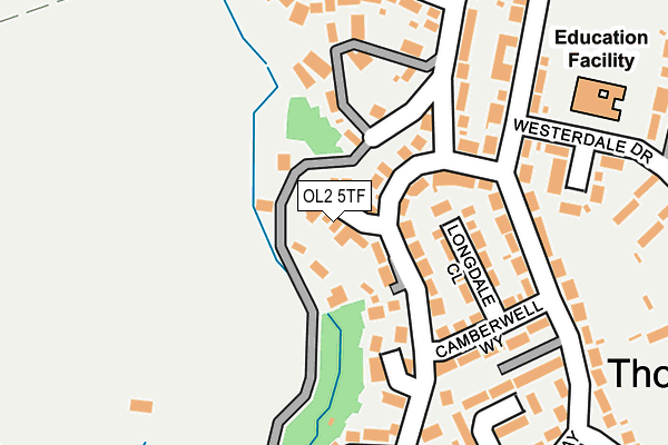 OL2 5TF map - OS OpenMap – Local (Ordnance Survey)