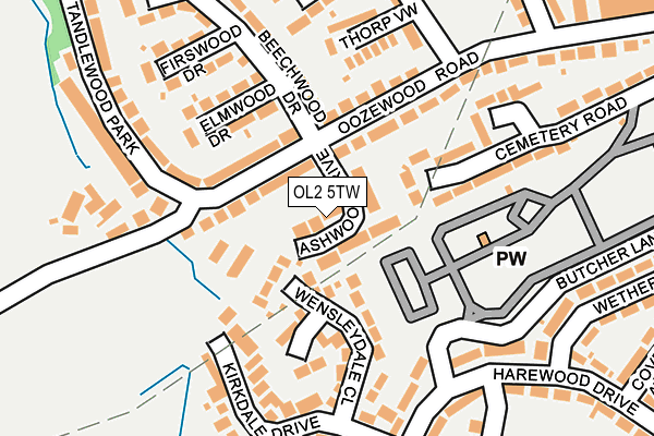 OL2 5TW map - OS OpenMap – Local (Ordnance Survey)