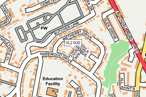 OL2 5UD map - OS OpenMap – Local (Ordnance Survey)