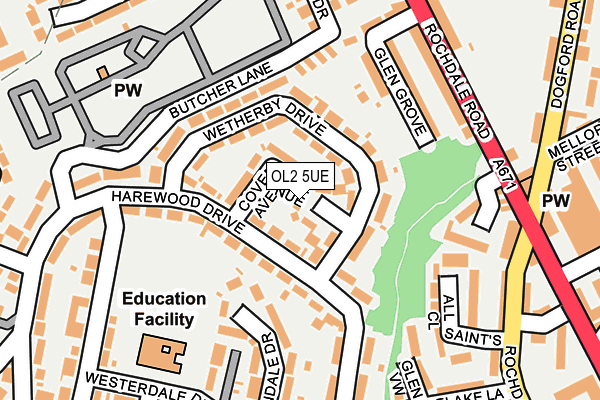 OL2 5UE map - OS OpenMap – Local (Ordnance Survey)