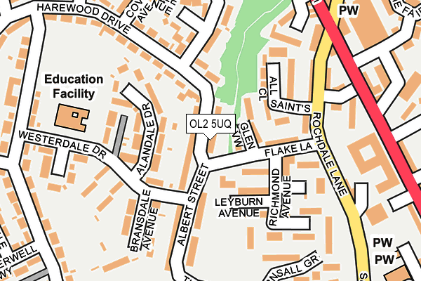 OL2 5UQ map - OS OpenMap – Local (Ordnance Survey)