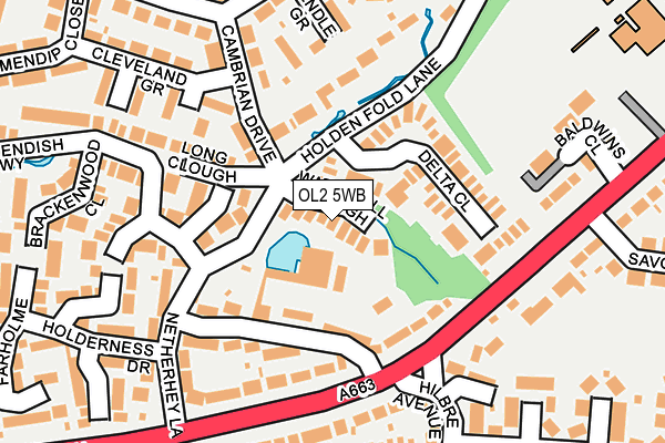 OL2 5WB map - OS OpenMap – Local (Ordnance Survey)