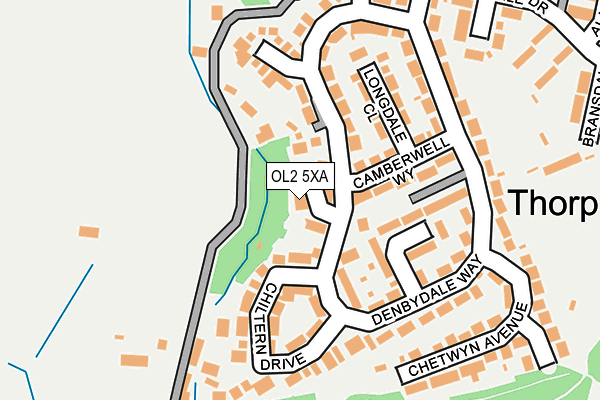 OL2 5XA map - OS OpenMap – Local (Ordnance Survey)