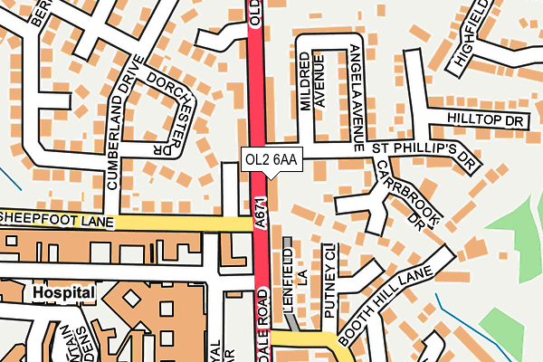 OL2 6AA map - OS OpenMap – Local (Ordnance Survey)