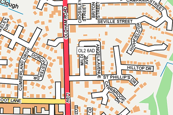 OL2 6AD map - OS OpenMap – Local (Ordnance Survey)