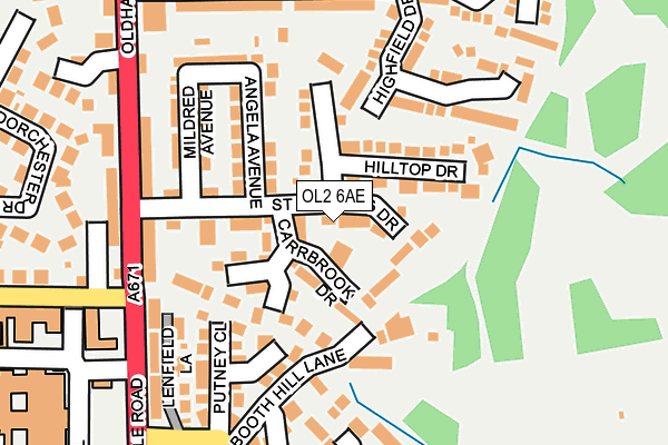 OL2 6AE map - OS OpenMap – Local (Ordnance Survey)
