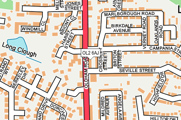 OL2 6AJ map - OS OpenMap – Local (Ordnance Survey)