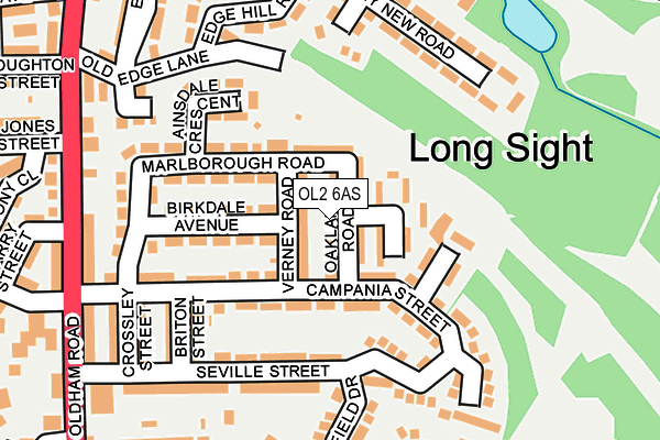 OL2 6AS map - OS OpenMap – Local (Ordnance Survey)