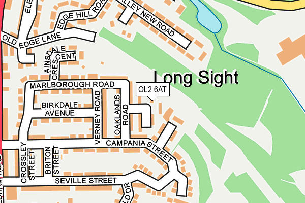 OL2 6AT map - OS OpenMap – Local (Ordnance Survey)