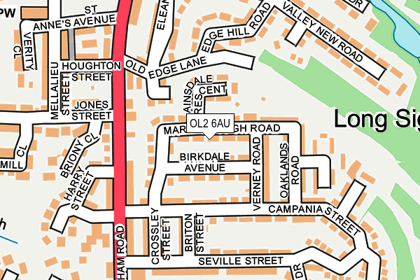 OL2 6AU map - OS OpenMap – Local (Ordnance Survey)