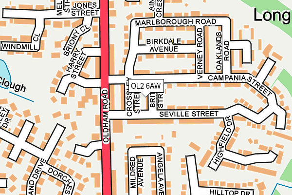 OL2 6AW map - OS OpenMap – Local (Ordnance Survey)