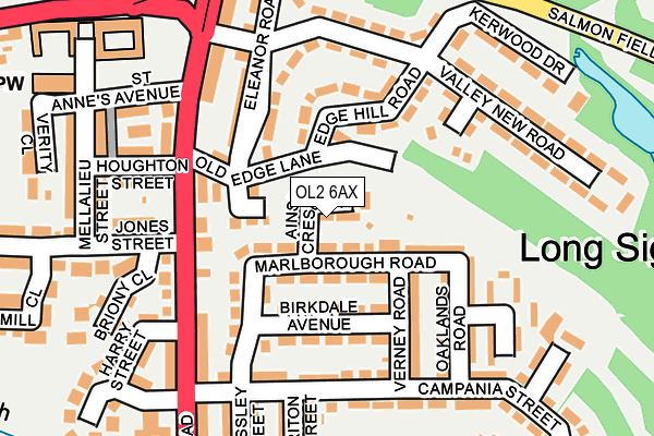 OL2 6AX map - OS OpenMap – Local (Ordnance Survey)