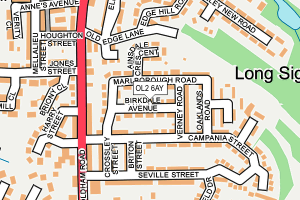 OL2 6AY map - OS OpenMap – Local (Ordnance Survey)