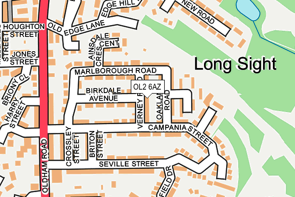 OL2 6AZ map - OS OpenMap – Local (Ordnance Survey)