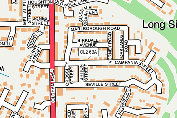 OL2 6BA map - OS OpenMap – Local (Ordnance Survey)