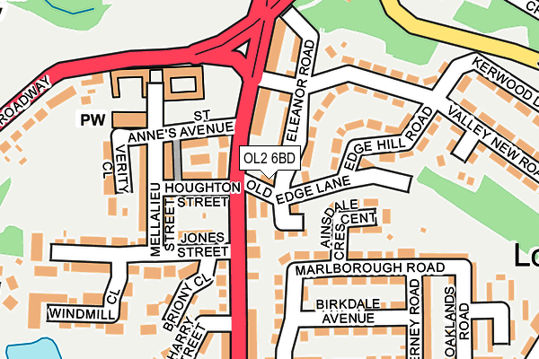 OL2 6BD map - OS OpenMap – Local (Ordnance Survey)