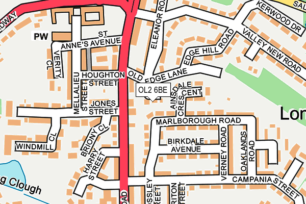 OL2 6BE map - OS OpenMap – Local (Ordnance Survey)