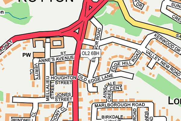 OL2 6BH map - OS OpenMap – Local (Ordnance Survey)