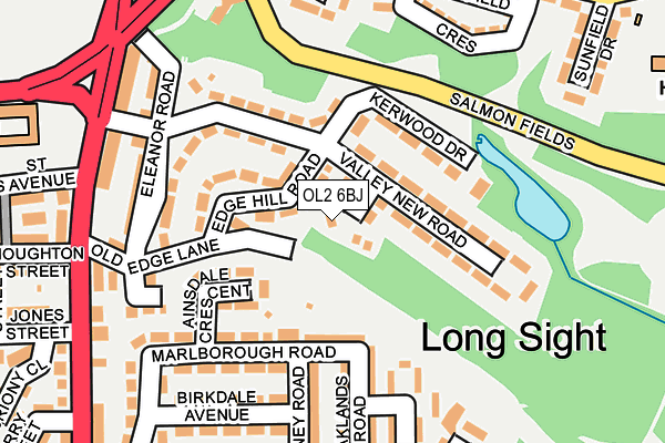 OL2 6BJ map - OS OpenMap – Local (Ordnance Survey)