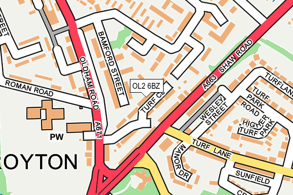 OL2 6BZ map - OS OpenMap – Local (Ordnance Survey)