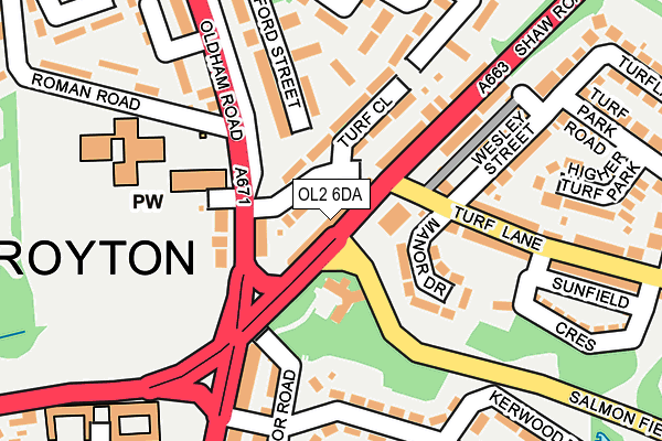 OL2 6DA map - OS OpenMap – Local (Ordnance Survey)