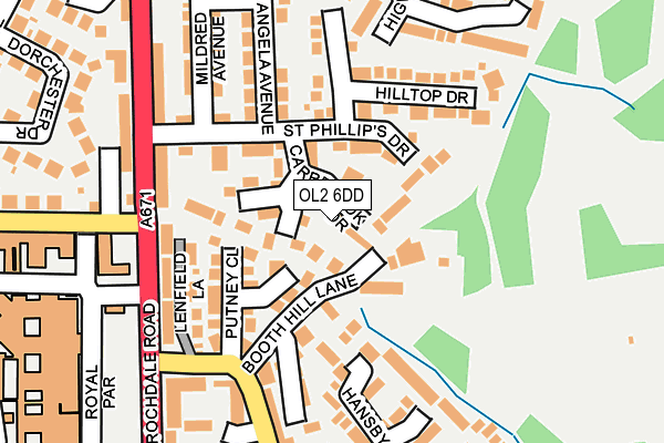 OL2 6DD map - OS OpenMap – Local (Ordnance Survey)