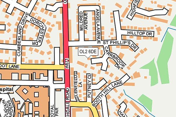 OL2 6DE map - OS OpenMap – Local (Ordnance Survey)