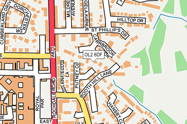 OL2 6DF map - OS OpenMap – Local (Ordnance Survey)